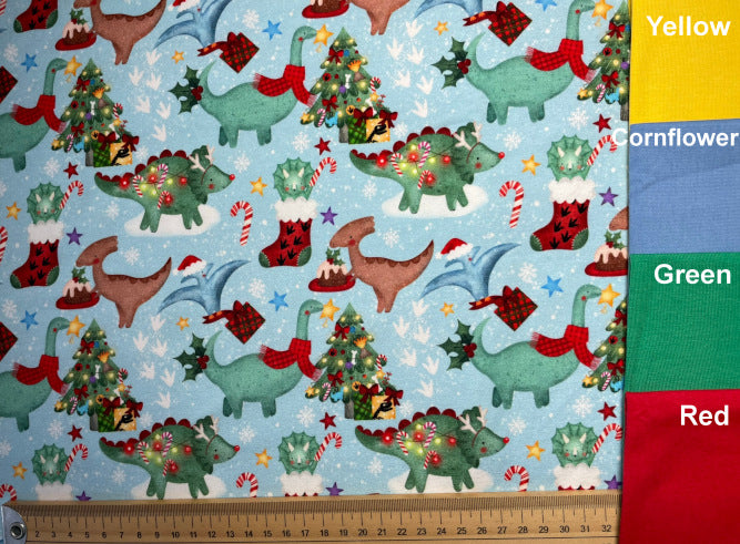 Christmas Dinos Exclusive Cotton Jersey/French Terry