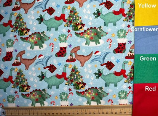 Christmas Dinos Exclusive Cotton Jersey/French Terry