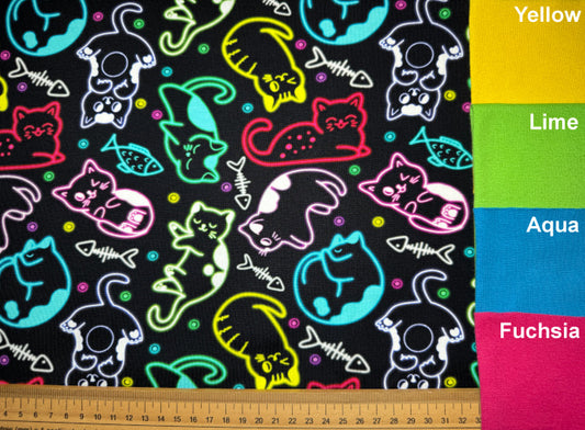 Neon Cats Cotton Jersey