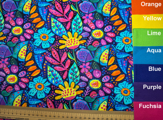 Neon Flowers Cotton Jersey