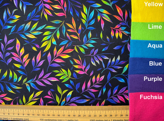 Neon Leaves Cotton Jersey