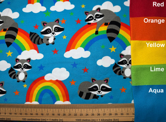 Rainbow Raccoons Cotton Jersey