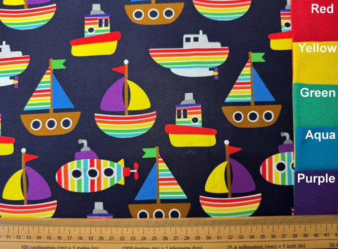 Rainbow Boats Cotton Jersey