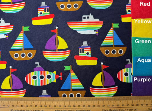 Rainbow Boats Cotton Jersey