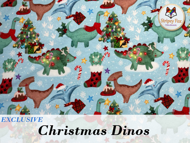 Christmas Dinos Exclusive Cotton Jersey/French Terry