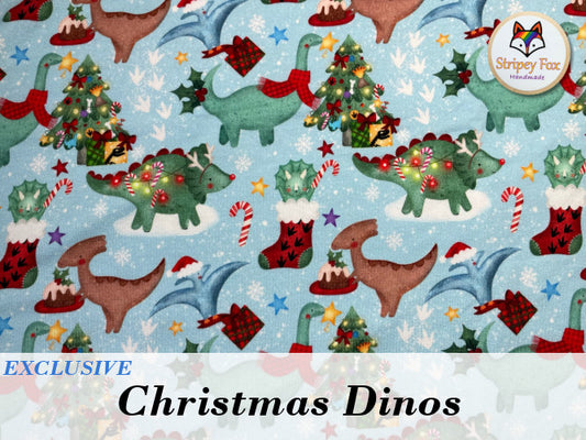Christmas Dinos Exclusive Cotton Jersey/French Terry