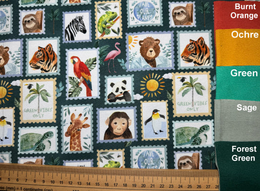 Our planet Stamps Cotton Jersey